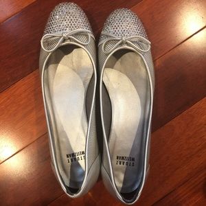 stuart weitzman silver flats